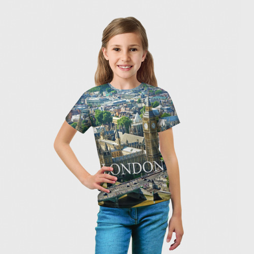 Детская футболка 3D с принтом Улицы Лондона, вид сбоку #3