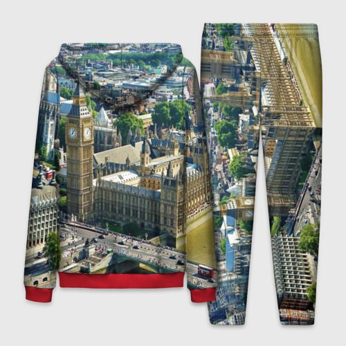 Мужской костюм с толстовкой 3D Улицы Лондона, цвет красный - фото 2