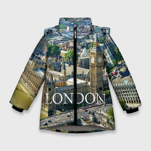 Зимняя куртка для девочек 3D Улицы Лондона, цвет светло-серый