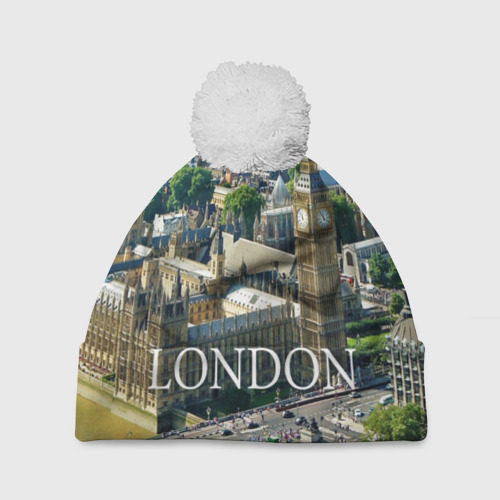 Шапка 3D c помпоном Улицы Лондона, цвет 3D печать