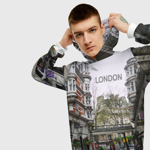 Мужская толстовка 3D Улицы Лондона, цвет белый - фото 5