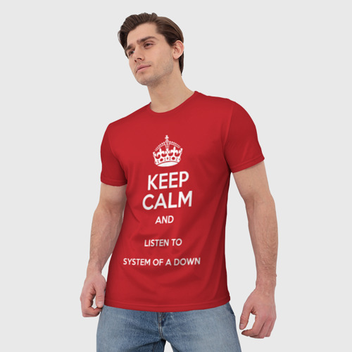Мужская футболка 3D Keep Calm SOAD, цвет 3D печать - фото 3