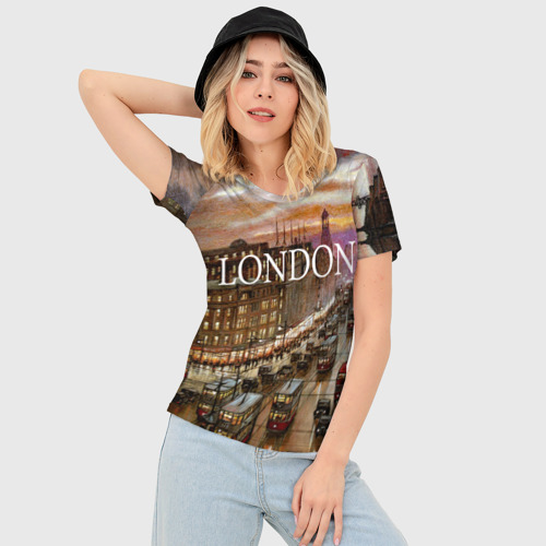 Женская футболка 3D Slim Улицы Лондона, цвет 3D печать - фото 3