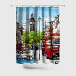 Штора 3D для ванной Улицы Лондона -Big Ben
