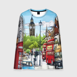 Мужской лонгслив 3D Улицы Лондона -Big Ben