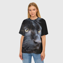 Женская футболка oversize 3D Черная пантера - фото 2
