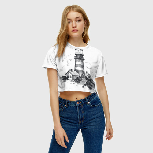 Женская футболка Crop-top 3D Маяк, цвет 3D печать - фото 4