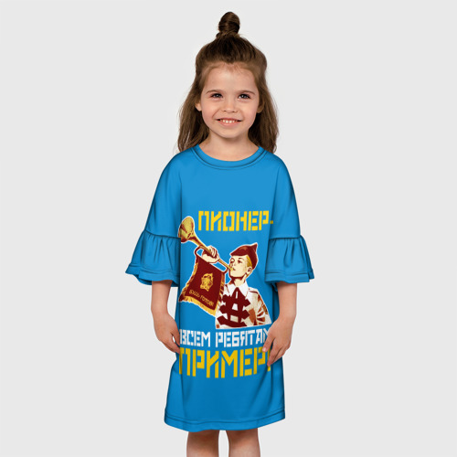 Детское платье 3D с принтом Пионер, вид сбоку #3