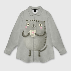 Женская рубашка oversize 3D Cat Love Kill