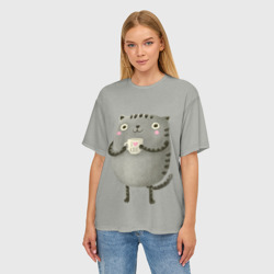 Женская футболка oversize 3D Cat Love Kill - фото 2