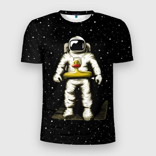 Мужская футболка 3D Slim Космонавт с уточкой, цвет 3D печать