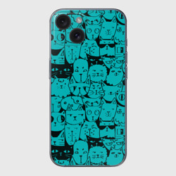 Чехол для iPhone 15 силиконовый с защитой камеры Котейки 4