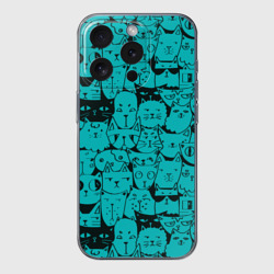 Чехол для iPhone 15 Pro силиконовый с защитой камеры Котейки 4