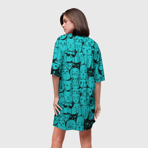 Платье-футболка 3D Котейки 4, цвет 3D печать - фото 4