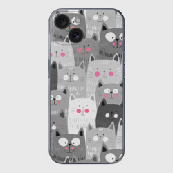 Чехол для iPhone 15 силиконовый с защитой камеры Котейки 2