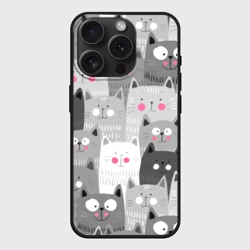 Чехол силиконовый для Apple iPhone 15 Pro матовый Котейки 2