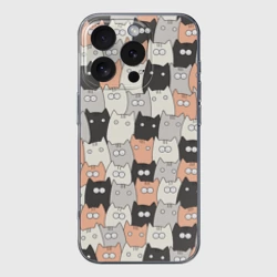 Чехол для iPhone 16 Pro Max силиконовый с защитой камеры Котики