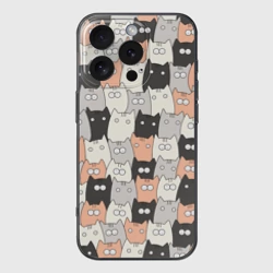 Чехол для iPhone 16 Pro силиконовый с защитой камеры Котики
