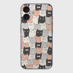 Чехол для iPhone 16 силиконовый с защитой камеры Котики