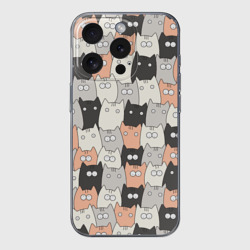 Чехол для iPhone 15 Pro силиконовый с защитой камеры Котики