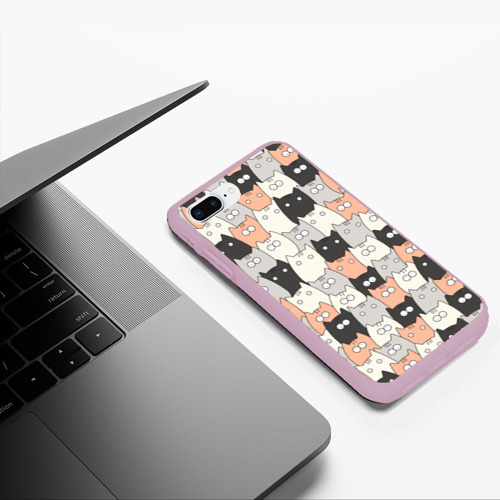 Чехол для iPhone 7Plus/8 Plus матовый Котики, цвет розовый - фото 5
