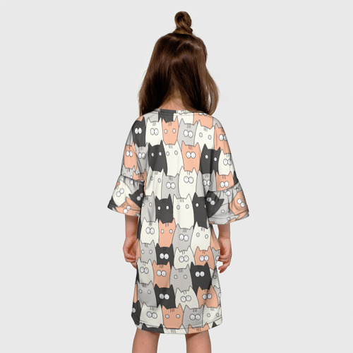 Детское платье 3D с принтом Котики, вид сзади #2