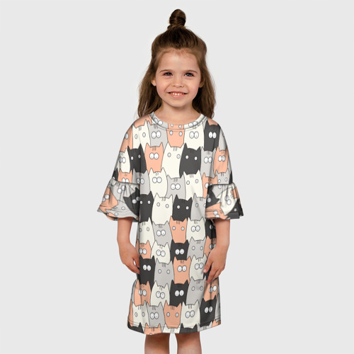 Детское платье 3D с принтом Котики, вид сбоку #3