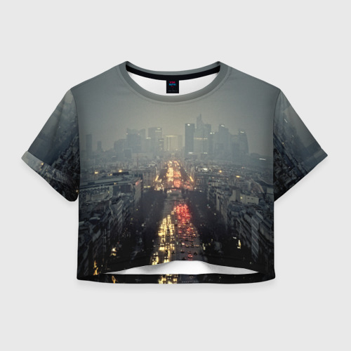 Женская футболка Crop-top 3D Ночной город, цвет 3D печать