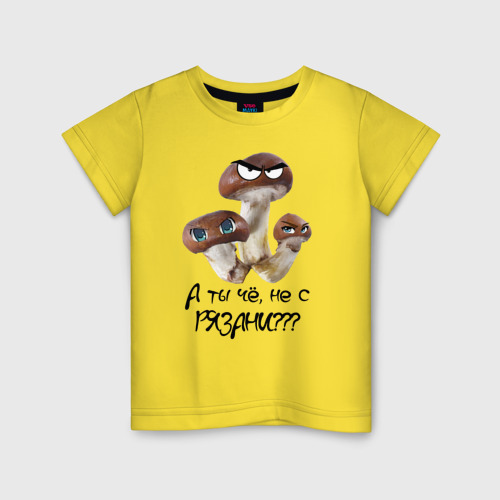 Детская футболка хлопок Грибы с Рязани, цвет желтый