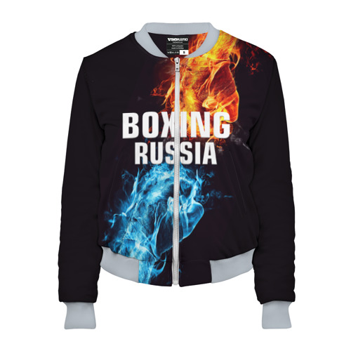 Женский бомбер 3D Boxing Russia, цвет меланж