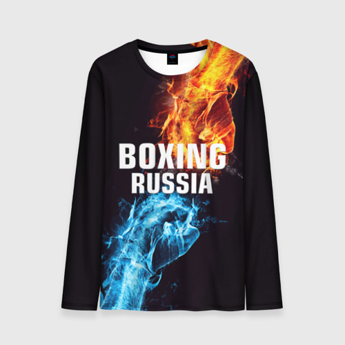 Мужской лонгслив 3D с принтом Boxing Russia, вид спереди #2