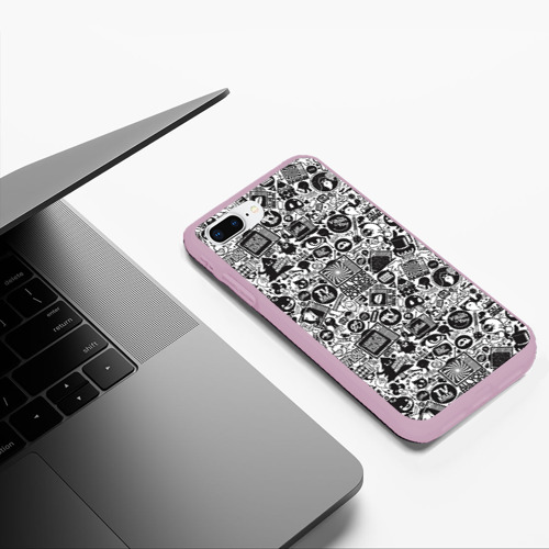 Чехол для iPhone 7Plus/8 Plus матовый Стикербомбинг, цвет розовый - фото 5