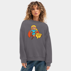Женский свитшот oversize без начеса хлопок Super Mom - фото 2