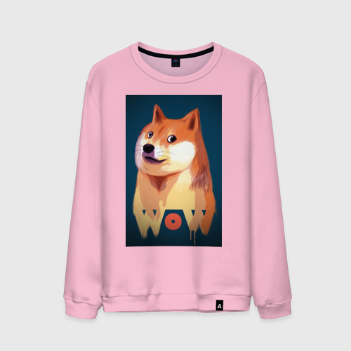 Мужской свитшот хлопок Wow Doge, цвет светло-розовый