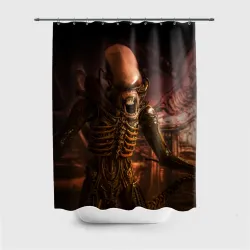 Штора 3D для ванной Alien