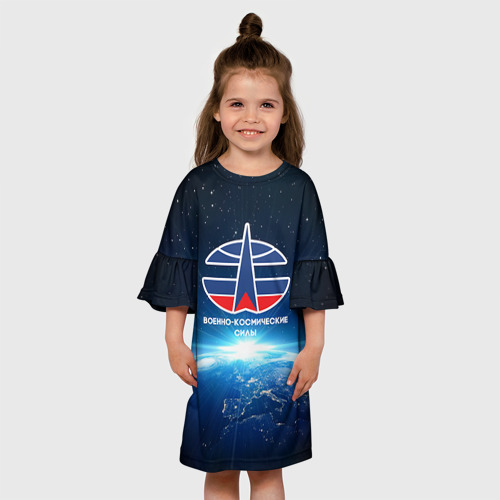 Детское платье 3D Космические войска 7, цвет 3D печать - фото 4