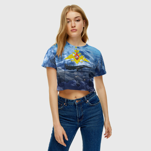 Женская футболка Crop-top 3D Космические войска 3 - фото 3