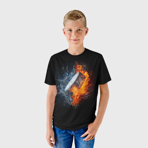 Детская футболка 3D Шайба - огонь и вода, цвет 3D печать - фото 3