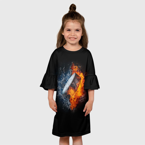 Детское платье 3D Шайба - огонь и вода, цвет 3D печать - фото 4