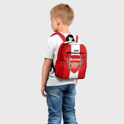 Рюкзак с принтом Арсенал для ребенка, вид на модели спереди №2. Цвет основы: белый
