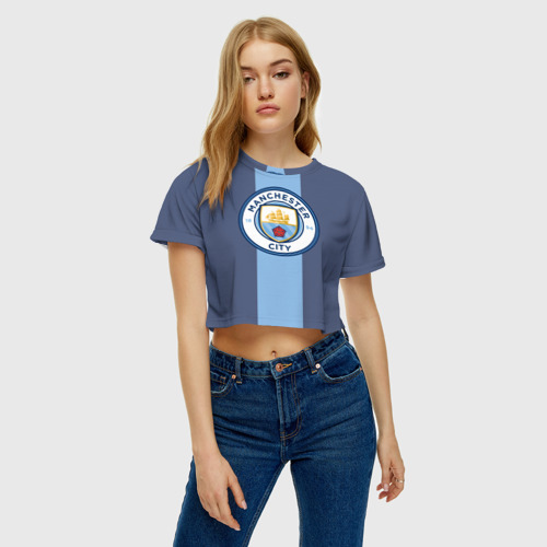 Женская футболка Crop-top 3D Манчестер Сити, цвет 3D печать - фото 4