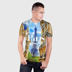 Мужская футболка 3D Slim Париж - Эйфелева башня - фото 2