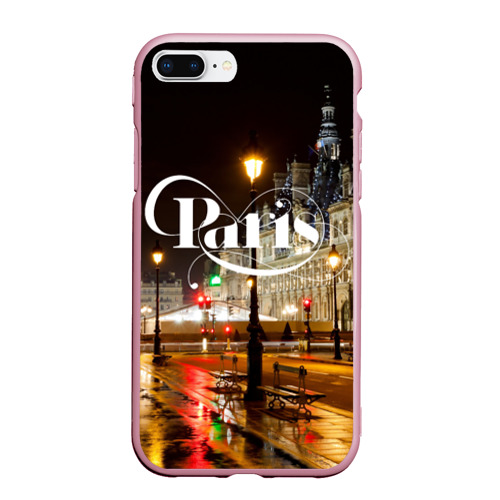 Чехол для iPhone 7Plus/8 Plus матовый Улицы Парижа, цвет розовый