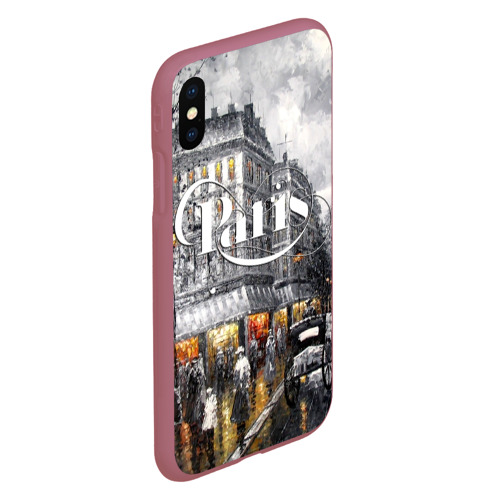 Чехол для iPhone XS Max матовый Улицы Парижа, цвет малиновый - фото 3