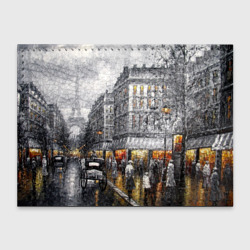 Обложка с принтом Улицы Парижа для любого человека, вид сзади №1. Цвет основы: черный