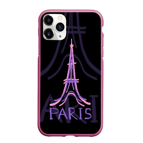 Чехол для iPhone 11 Pro Max матовый Париж, цвет малиновый
