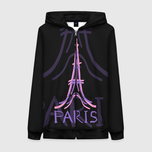 Женская толстовка 3D на молнии Париж, цвет черный