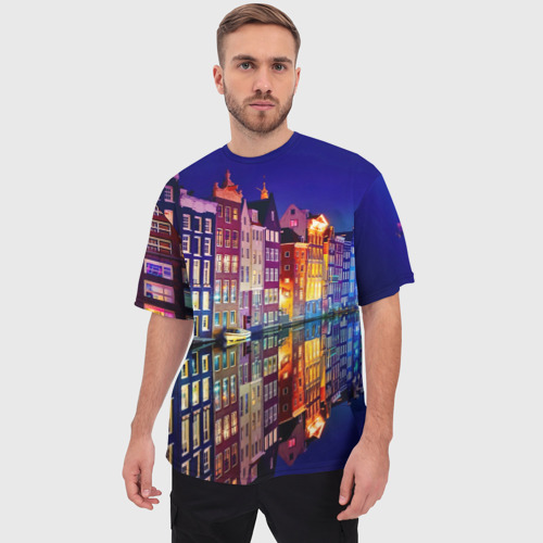 Мужская футболка oversize 3D Амстердама - Нидерланды, цвет 3D печать - фото 3