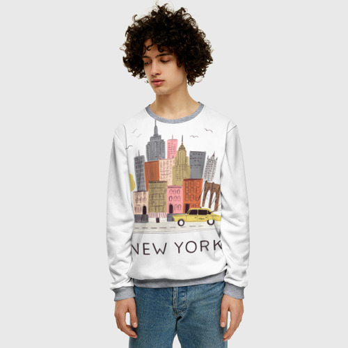 Мужской свитшот 3D Нью-Йорк, цвет меланж - фото 3