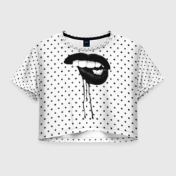 Женская футболка Crop-top 3D Black Lips